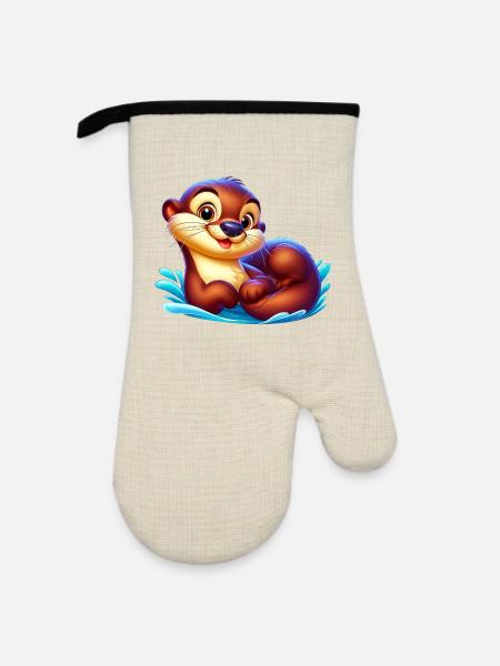 Otter - Ofenhandschuh mit Gummibeschichtung - Leinen/Schwarz 