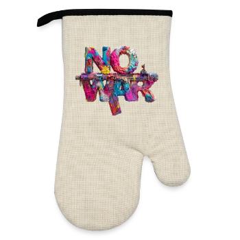 No War Colorful Gun Art - Oven glove with rubber coating - linen/black  - Front