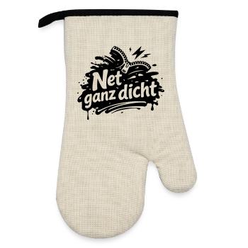 Net very tight - Oven glove with rubber coating - linen/black  - Front