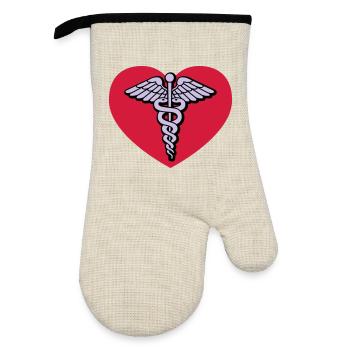 Doctor of love - Oven glove with rubber coating - linen/black  - Front