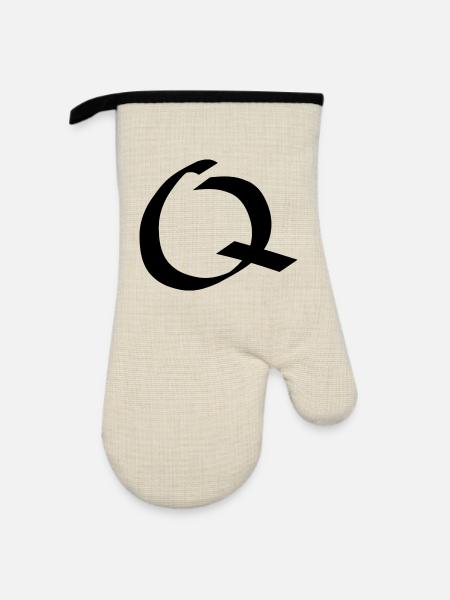 Buchstabe Q – Handgeschriebene Kalligraphie - Ofenhandschuh mit Gummibeschichtung - Leinen/Schwarz