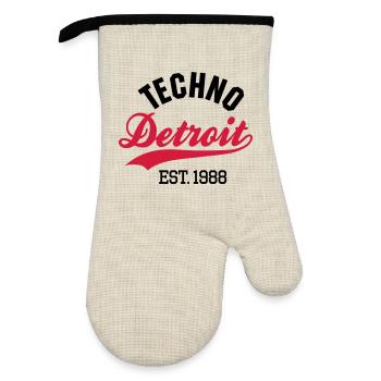 Techno Detroit est.1988 - Gant de cuisine avec revêtement en caoutchouc - lin/noir  - Devant