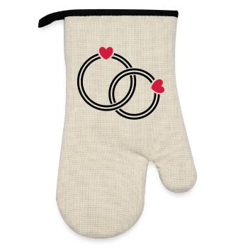 wedding rings - Oven glove with rubber coating - linen/black  - Front