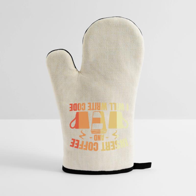 Insert Coffee And I Will Write Code Oven glove with rubber coating