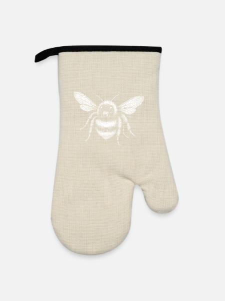 Eine Hummel - Ofenhandschuh mit Gummibeschichtung - Leinen/Schwarz