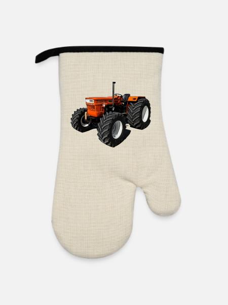 Kraftpaket auf Rädern - Ofenhandschuh mit Gummibeschichtung - Leinen/Schwarz