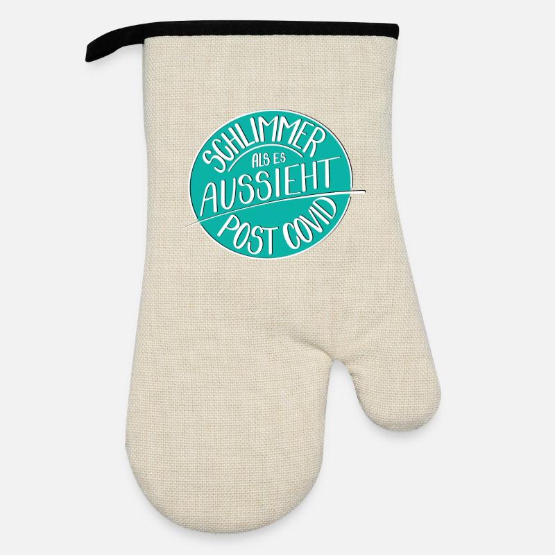 Schlimmer als es aussieht, Post Covid - Ofenhandschuh mit Gummibeschichtung - Leinen/Schwarz