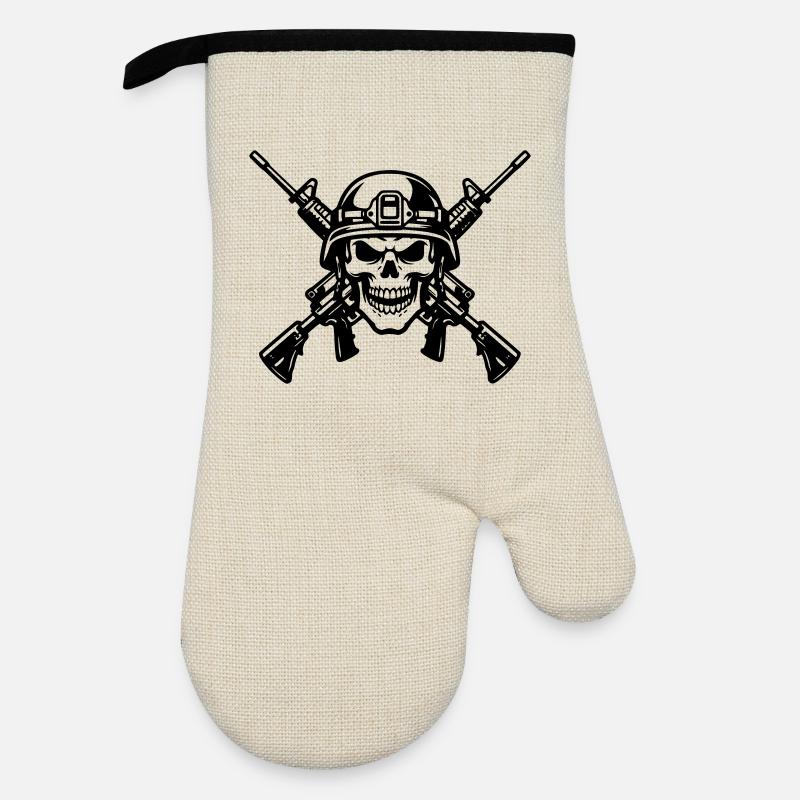 War - Oven glove with rubber coating - linen/black 