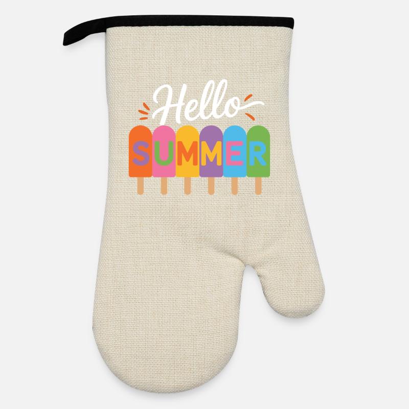 Hello Summer - Oven glove with rubber coating - linen/black 
