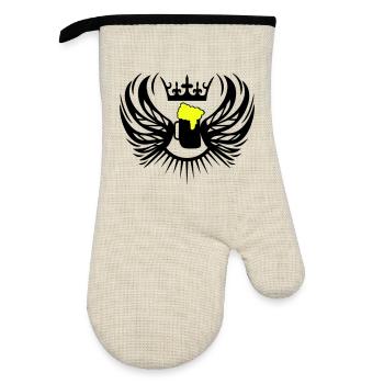 bier_wappen2 - Oven glove with rubber coating - linen/black  - Front
