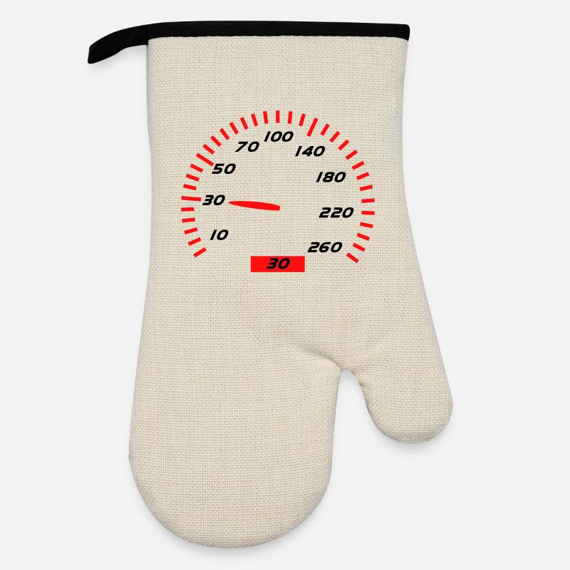 30th Birthday - Oven glove with rubber coating - linen/black 