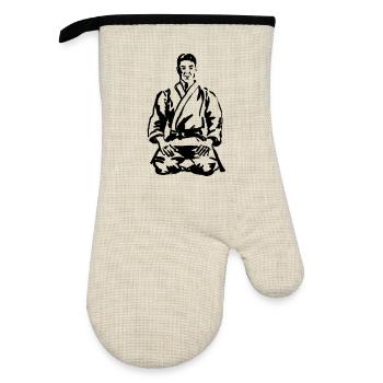 karate - Gant de cuisine avec revêtement en caoutchouc - lin/noir  - Devant
