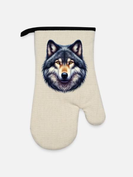 Wolf - Ofenhandschuh mit Gummibeschichtung - Leinen/Schwarz