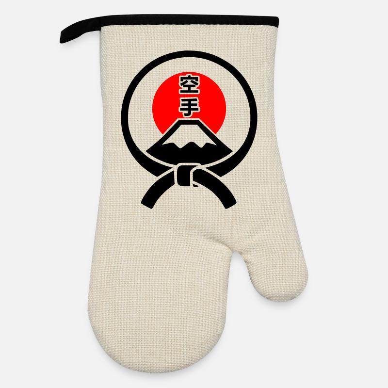 Fuji-San - Ofenhandschuh mit Gummibeschichtung - Leinen/Schwarz 