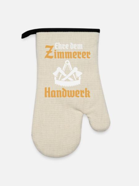Zimmerer Handwerk Zimmermann Zunftzeichen - Ofenhandschuh mit Gummibeschichtung - Leinen/Schwarz