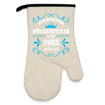 Birthday 1985 Hearing Aid Acoustician Colleague Hearing Acoustics - Oven glove with rubber coating - linen/black  - Front