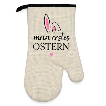 My First Easter | Outfit first Easter baby - Oven glove with rubber coating - linen/black  - Front