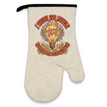 Think For Myself - Oven glove with rubber coating - linen/black  - Front