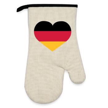 Deutschland Herz | Herz | Heart - Gant de cuisine avec revêtement en caoutchouc - lin/noir  - Devant