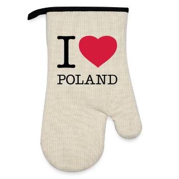 I LOVE POLAND Polen Polska - Oven glove with rubber coating - linen/black  - Front