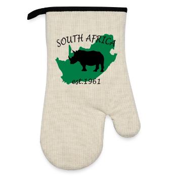 Südafrika - Ofenhandschuh mit Gummibeschichtung - Leinen/Schwarz  - Vorne