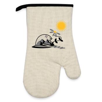 Snow globe with sunflower and sun - Oven glove with rubber coating - linen/black  - Front