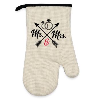 Mr. And Mrs. - Oven glove with rubber coating - linen/black  - Front
