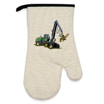 Harvester, Timber Harvester - Oven glove with rubber coating - linen/black  - Front