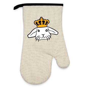 Royal Bunny Crown King Queen Prince Princess - Oven glove with rubber coating - linen/black  - Front