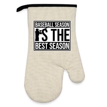 La saison de baseball est la meilleure saison des sports de fans - Gant de cuisine avec revêtement en caoutchouc - lin/noir  - Devant