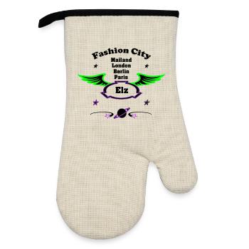 Fashion_City - Gant de cuisine avec revêtement en caoutchouc - lin/noir  - Devant