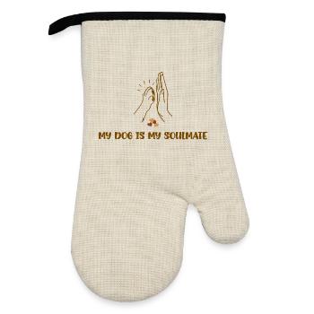 MY DOG IS MY SOULMATE - Ofenhandschuh mit Gummibeschichtung - Leinen/Schwarz  - Vorne