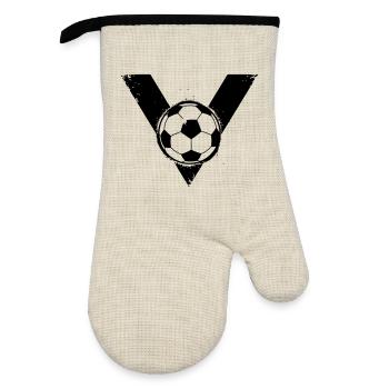 Football V Victory Crest Grunge - Gant de cuisine avec revêtement en caoutchouc - lin/noir  - Devant