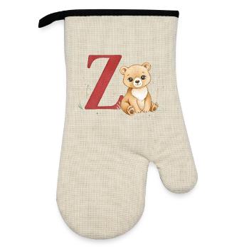 Z-Bear: Big Z with Bear - Oven glove with rubber coating - linen/black  - Front