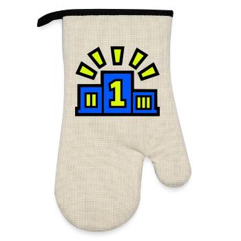 Sieger Podest Platz 1 Champion - Ofenhandschuh mit Gummibeschichtung - Leinen/Schwarz  - Vorne