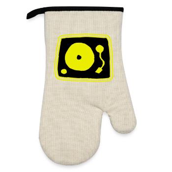 Record player - Oven glove with rubber coating - linen/black  - Front