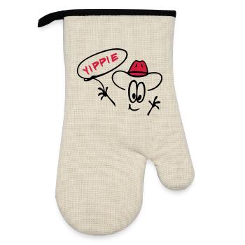 Cowboy - Oven glove with rubber coating - linen/black  - Front