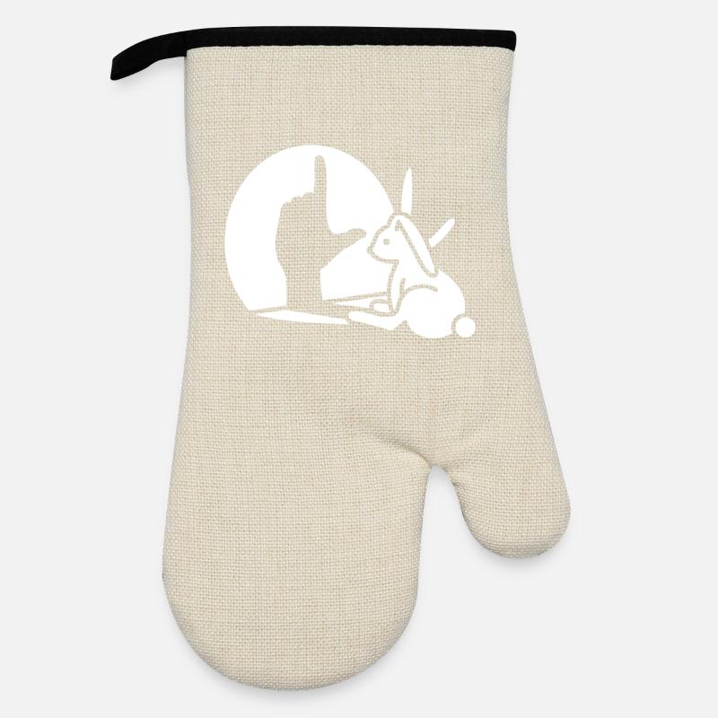 Rabbit Shadow Hand, LOSER Sign Loser - Oven glove with rubber coating - linen/black 