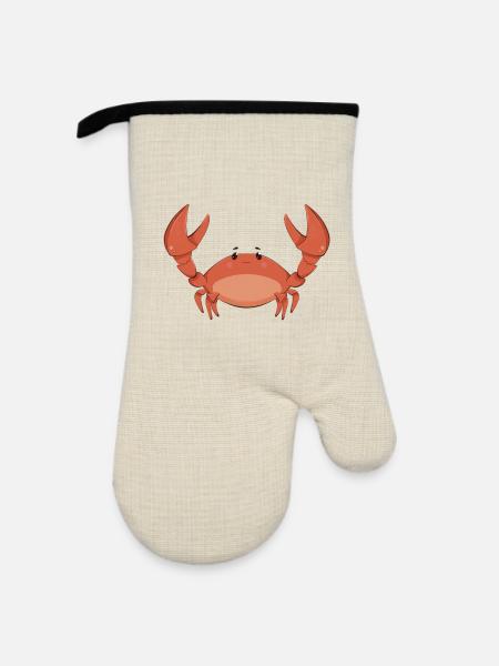 Krebs - Ofenhandschuh mit Gummibeschichtung - Leinen/Schwarz