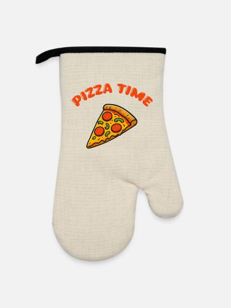 Pizza Comic - Ofenhandschuh mit Gummibeschichtung - Leinen/Schwarz