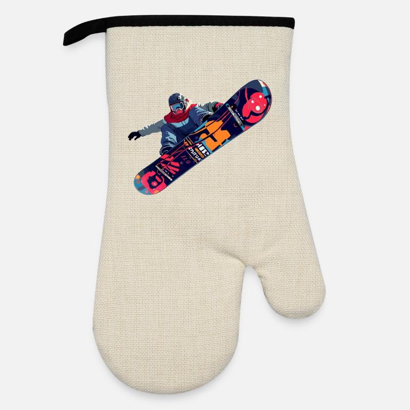 Snowboard - Ofenhandschuh mit Gummibeschichtung - Leinen/Schwarz 