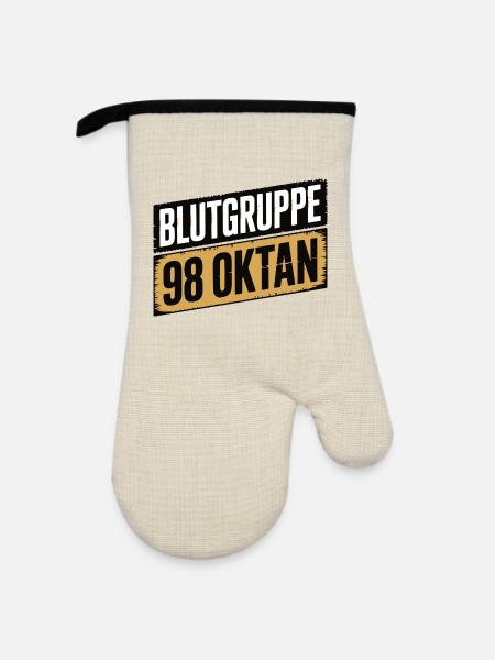 Blutgruppe 98 Oktan - Benzin Design - Ofenhandschuh mit Gummibeschichtung - Leinen/Schwarz 