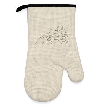 Excavator - Oven glove with rubber coating - linen/black  - Front