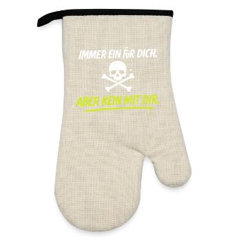 Neon Schädelkreuz mit Spruch - Ofenhandschuh mit Gummibeschichtung - Leinen/Schwarz  - Vorne