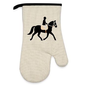Rider Horse Silhouette Logo - Oven glove with rubber coating - linen/black  - Front