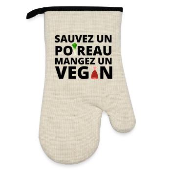 végan humour, végétarien - Gant de cuisine avec revêtement en caoutchouc - lin/noir  - Devant