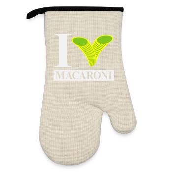 I love macaroni - Oven glove with rubber coating - linen/black  - Front