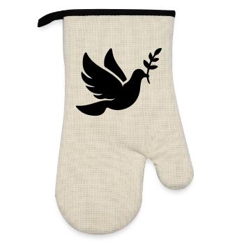 Dove Peace Faith - Oven glove with rubber coating - linen/black  - Front