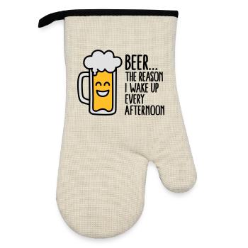Beer is the reason I wake up every afternoon - Gant de cuisine avec revêtement en caoutchouc - lin/noir  - Devant