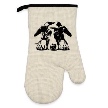 Galgo Head with Paws - Oven glove with rubber coating - linen/black  - Front